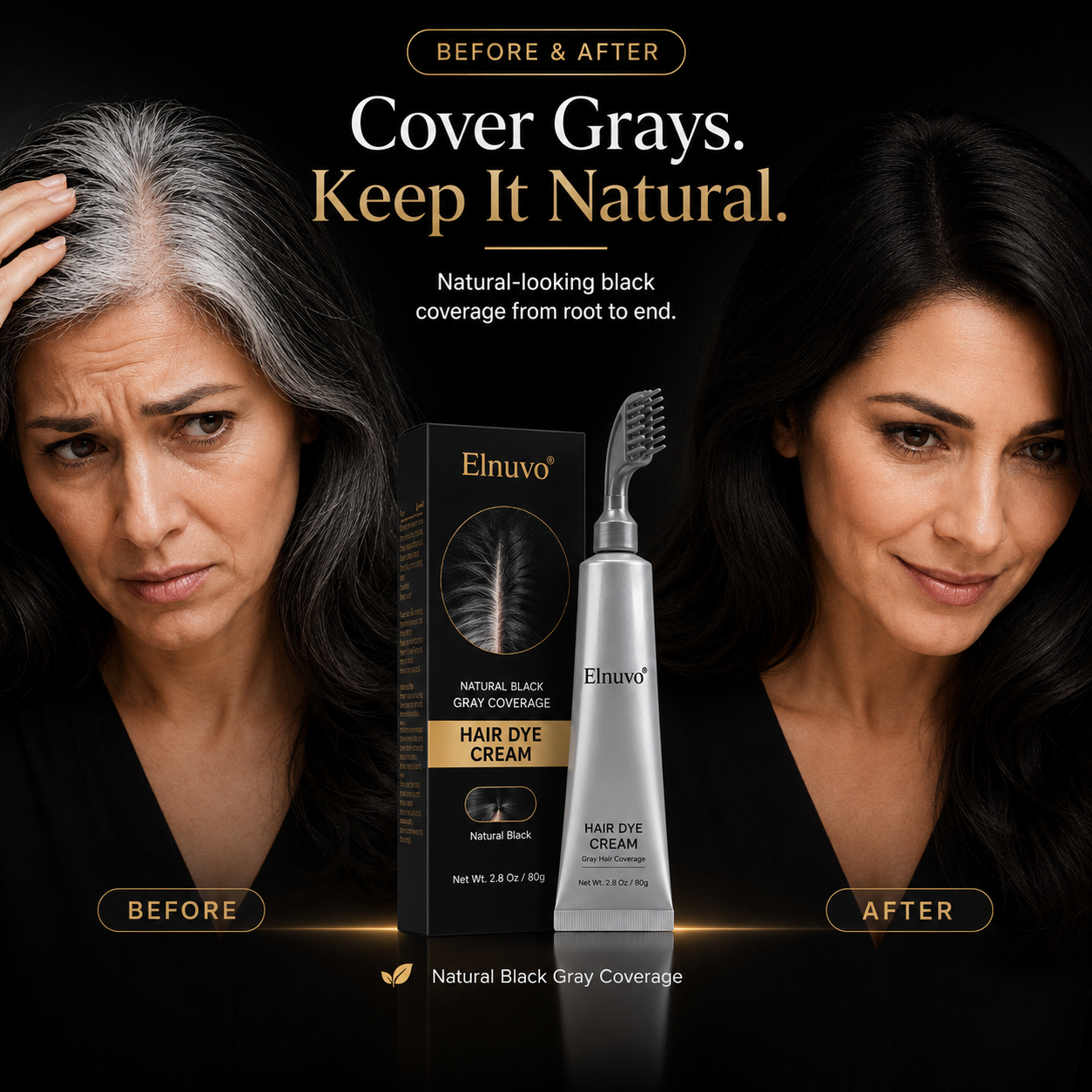 Varenloey® Comb - In Hair DyeCream for Gray Coverage -Natural Black & Dark Brown