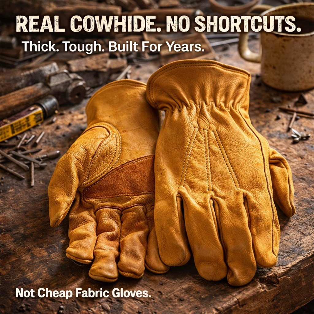 Built Like It Used To Be — Real Cowhide Work Gloves