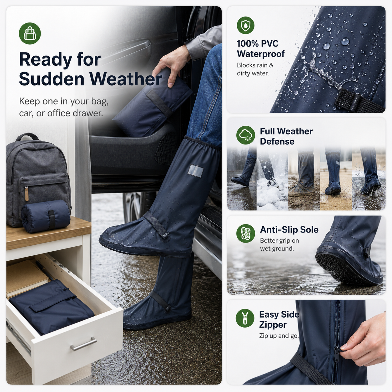 Varenloey® Foldable Waterproof Boot Covers – Stay Dry in Rain, Mud & Snow