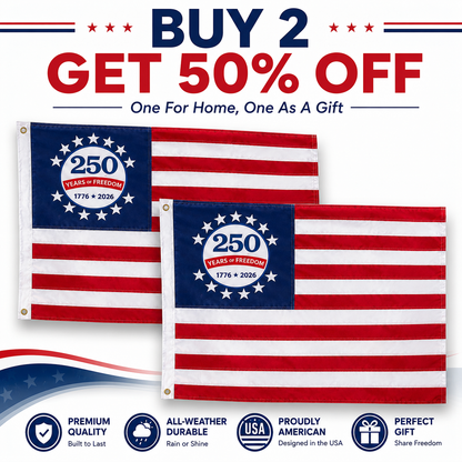Last Day 51% OFF🔥250th Anniversary USA Commemorative Flag (3x5 Ft),Double-Sided Embroidered