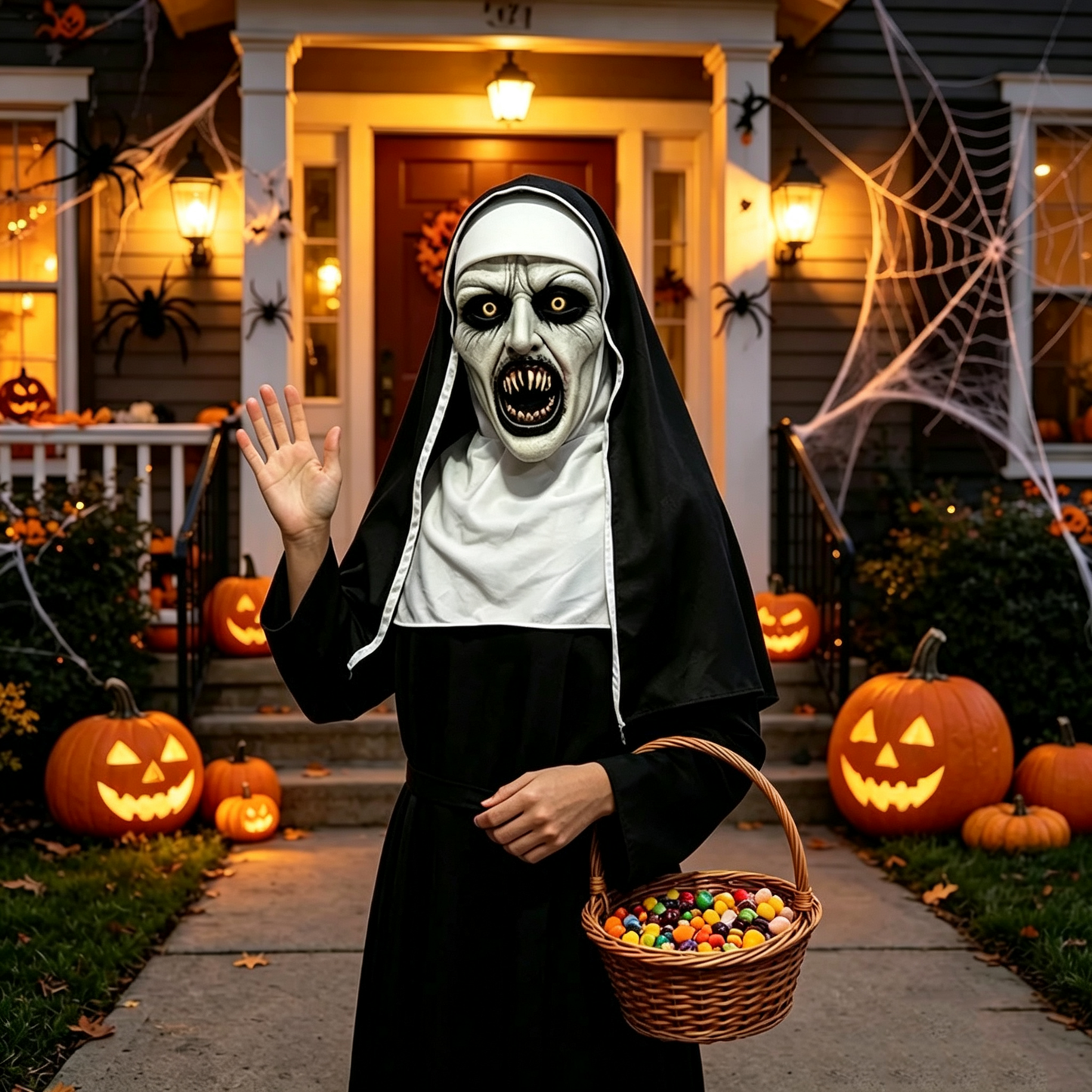 🔥 Limited-Time 50% OFF 🎃 Possessed Nun Halloween Mask – Creepy Latex Costume for Parties & Haunted Houses