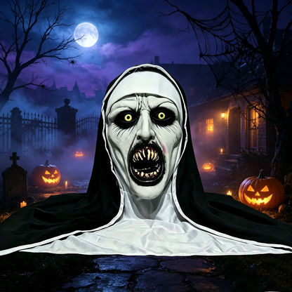 🔥 Limited-Time 50% OFF 🎃 Possessed Nun Halloween Mask – Creepy Latex Costume for Parties & Haunted Houses