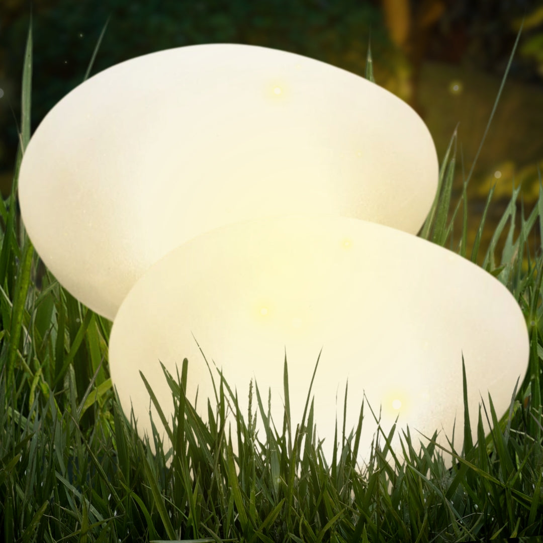 Solar Stone Light - 12" Cobblestone Shape