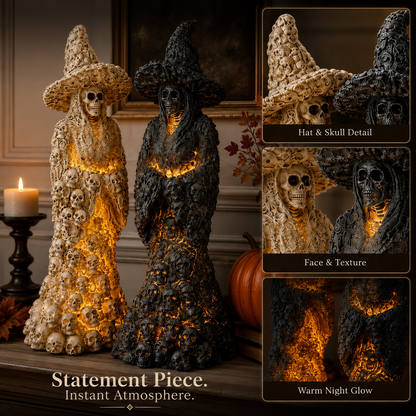 💀Varenloey® Glow Skull Witch Resin Halloween Decor Statue