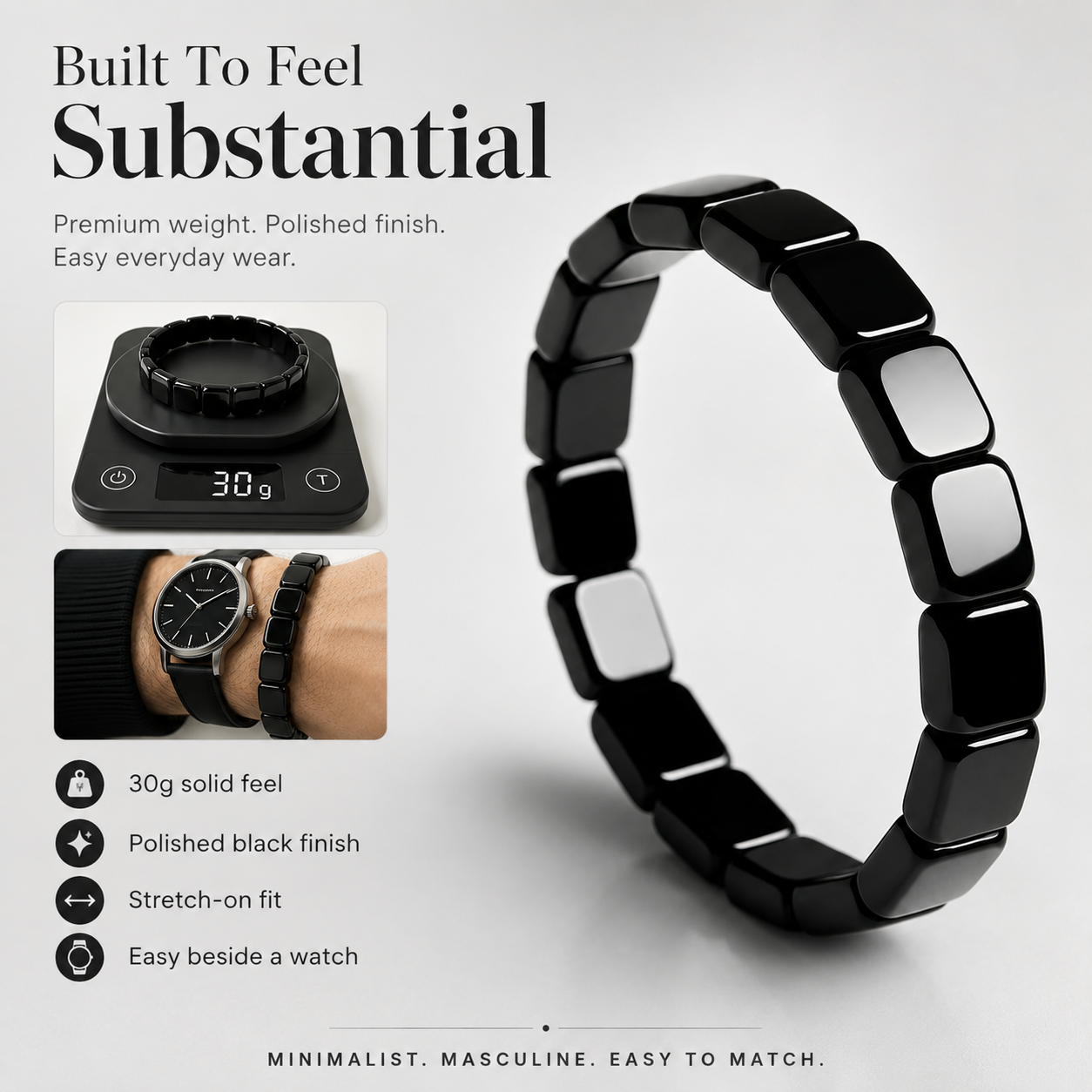 Varenloey® Men’s Hematite Strength Bracelet