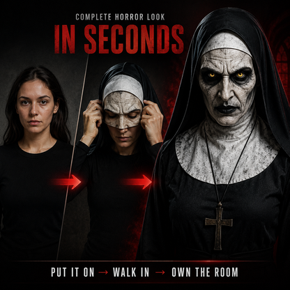 🔥 Limited-Time 50% OFF 🎃 Possessed Nun Halloween Mask – Creepy Latex Costume for Parties & Haunted Houses