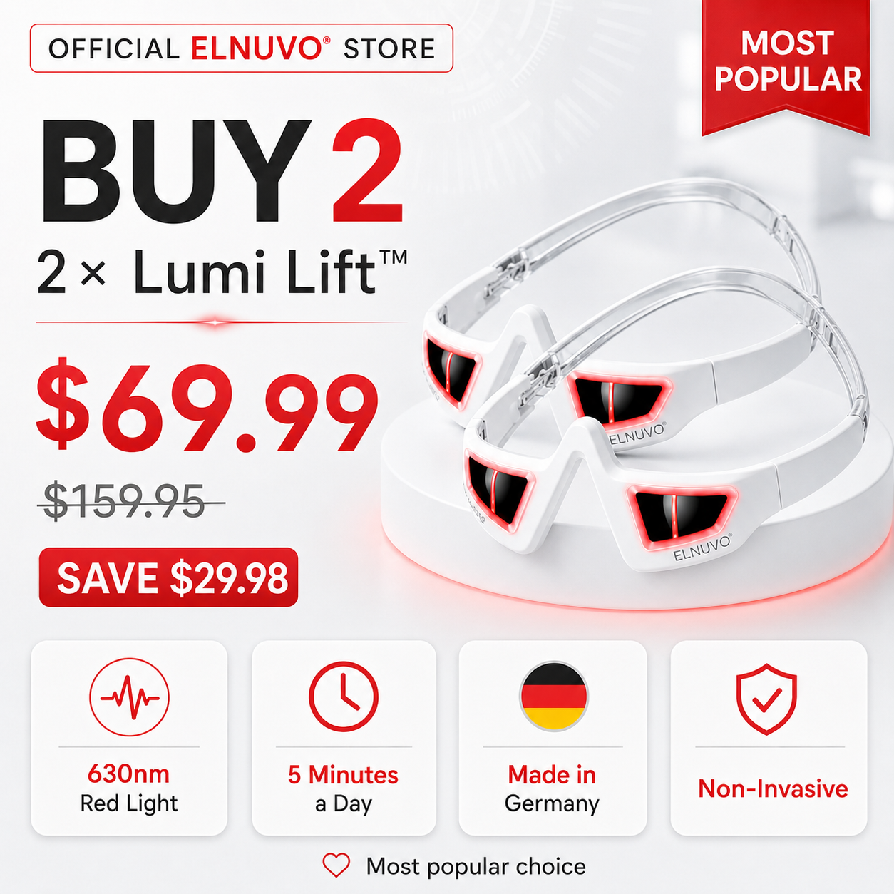 EInuvo™: Red Light Therapy That Deflates Eye Bags