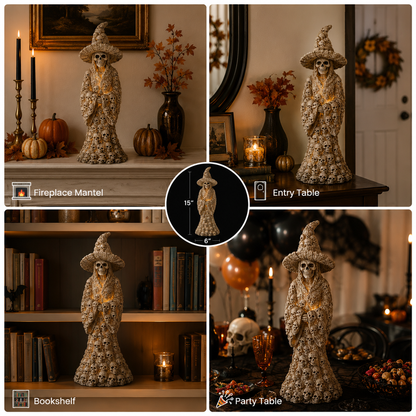 💀Varenloey® Glow Skull Witch Resin Halloween Decor Statue