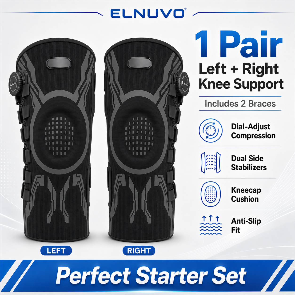 Elnuvo Advanced Adjustable Multi-Function Sports Knee Support Brace