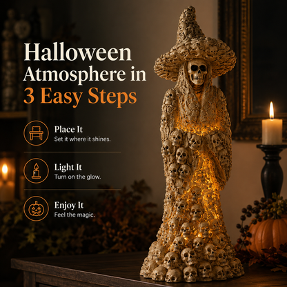 💀Varenloey® Glow Skull Witch Resin Halloween Decor Statue