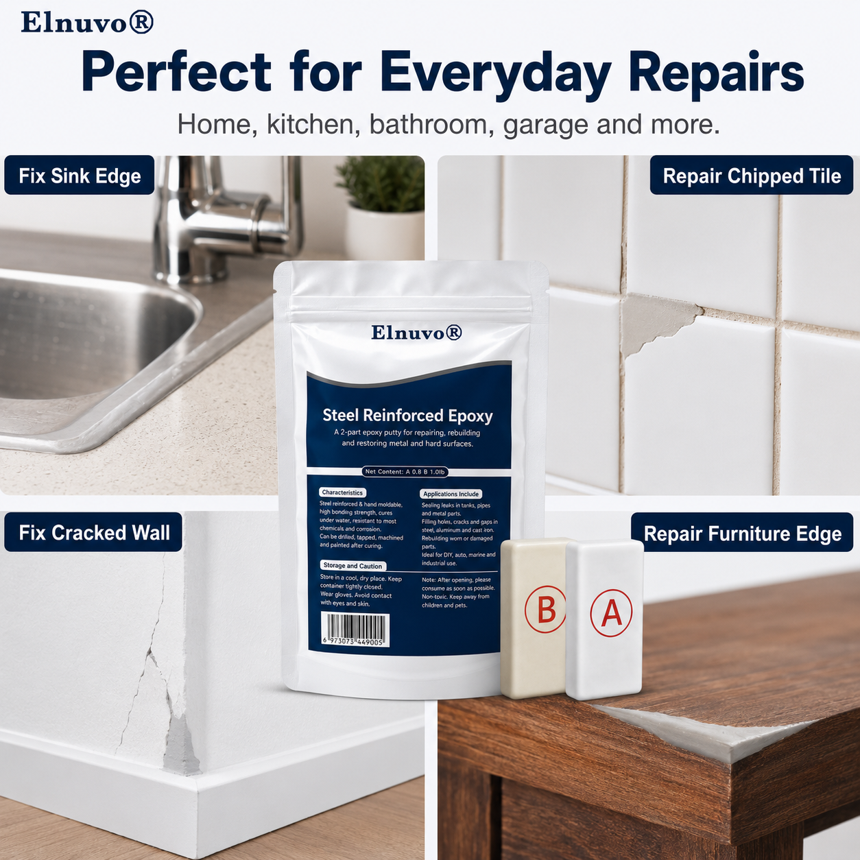 💥SAVE 50% NOW🏠EInuvo® Steel Reinforced Epoxy Repair Putty — Universal Glue for Metal, Wood, Plastic