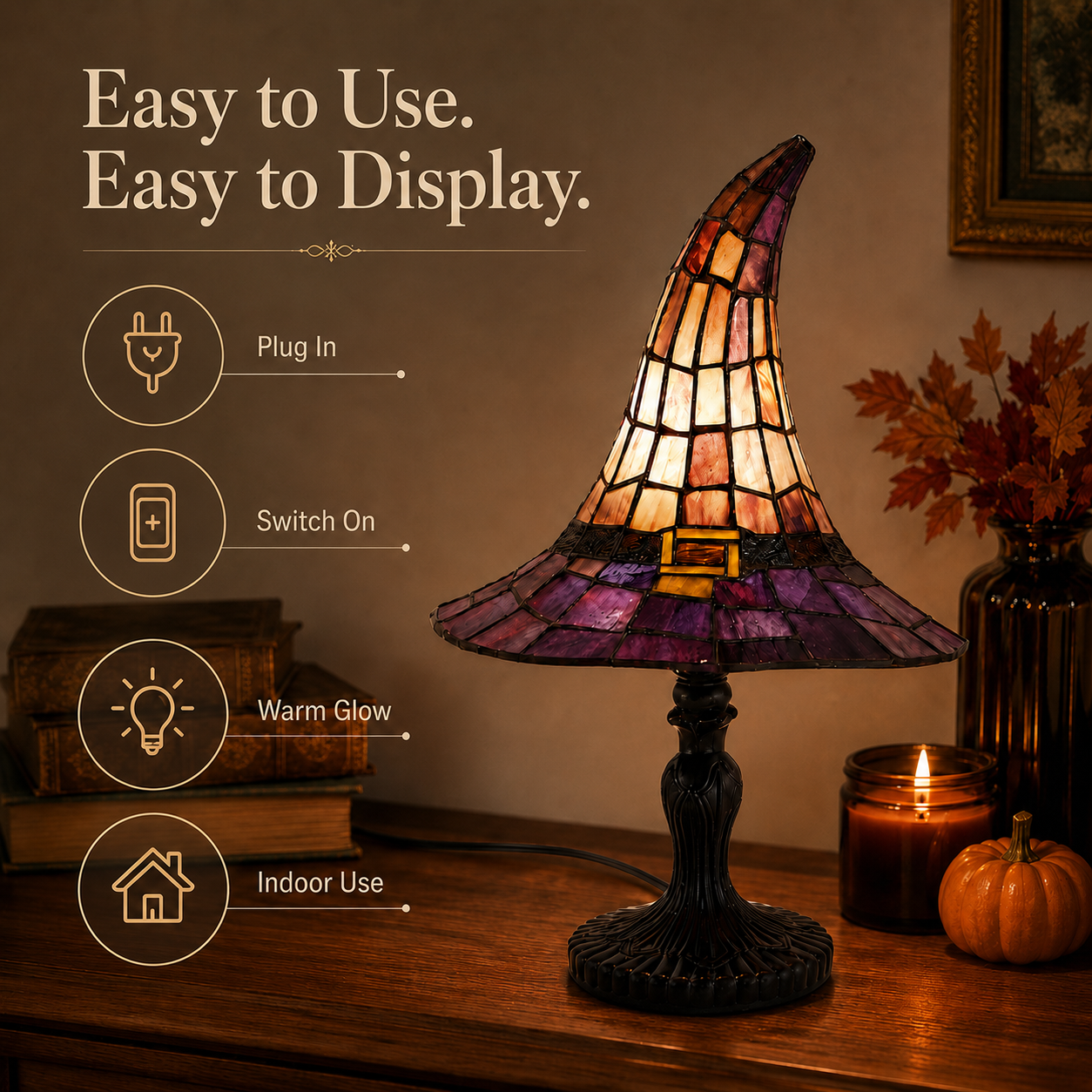 Varenloey® 🧙‍♀️ Stained-Resin-Style Witch Hat Lamp