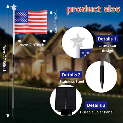 8 Pack Solar Flag Lights 4th of July Decorations Outdoor