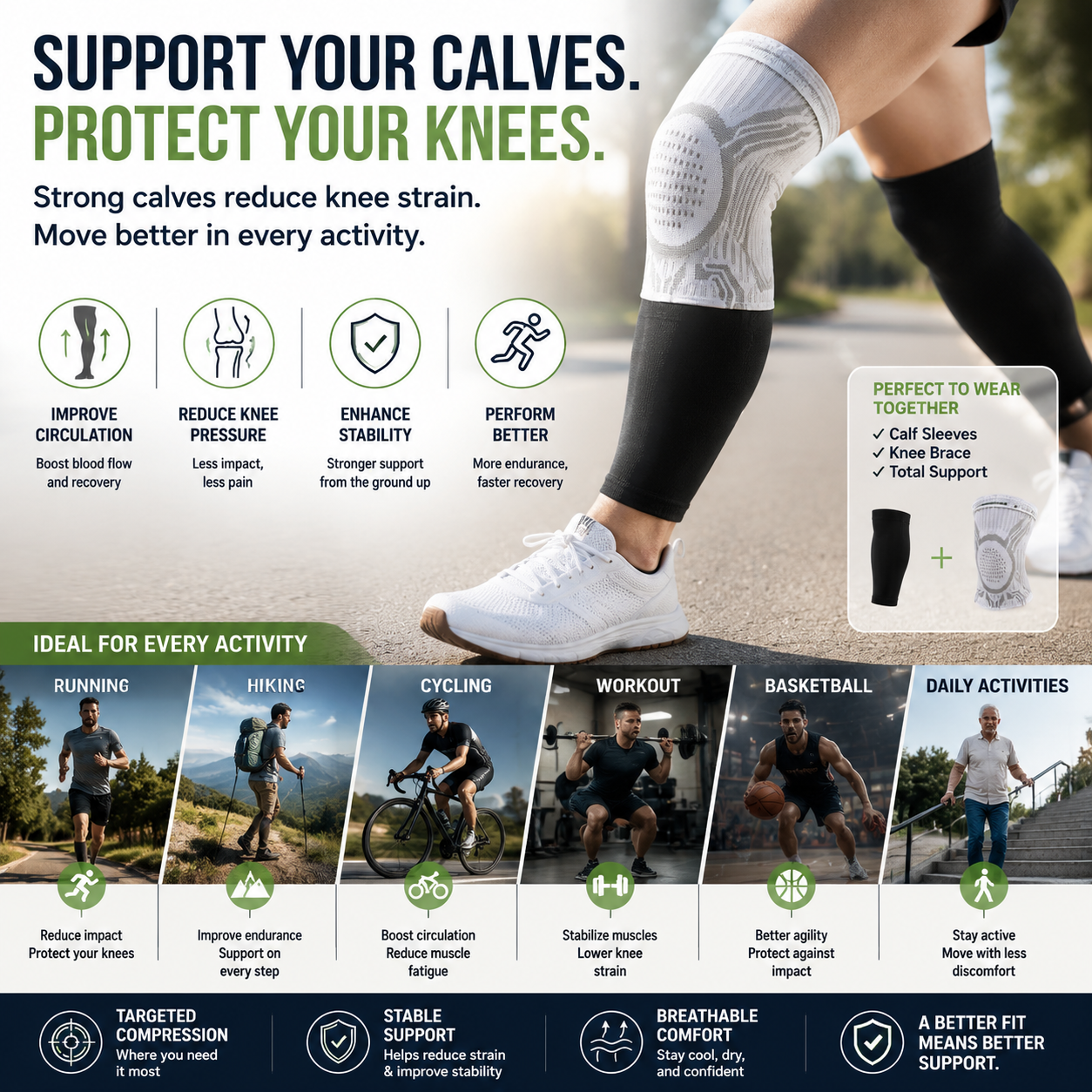 2PC Medical Compression Socks for Tired Legs & Vein Support