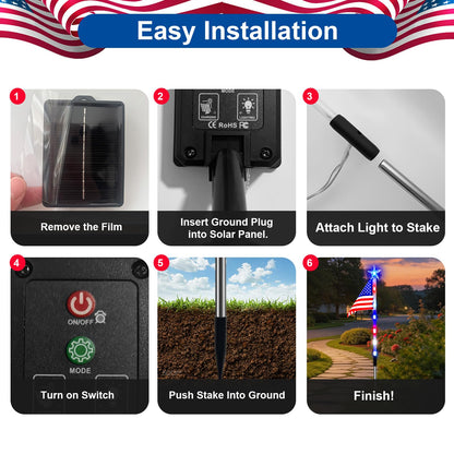 8 Pack Solar Flag Lights 4th of July Decorations Outdoor