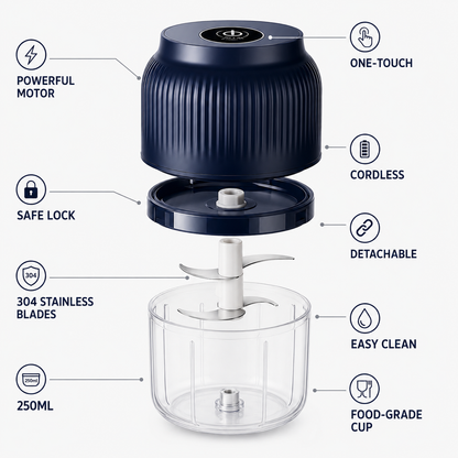 ⚡ Cordless Mini Food Chopper – Chop, Mince & Blend in Seconds