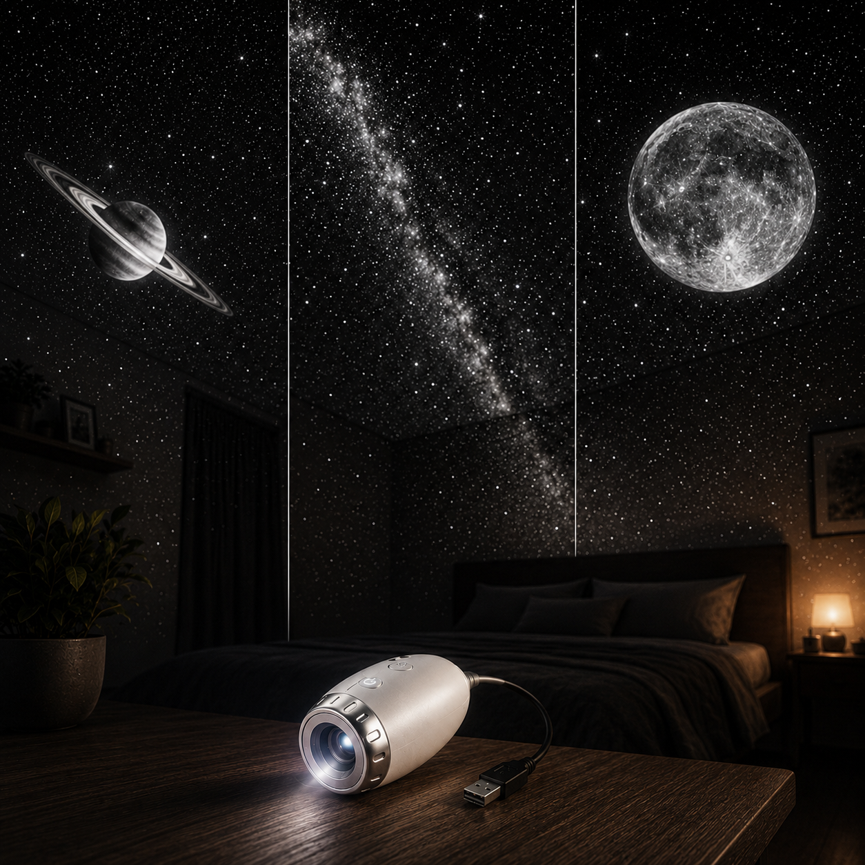 White 3-in-1（Moon  Milky Way  Saturn）