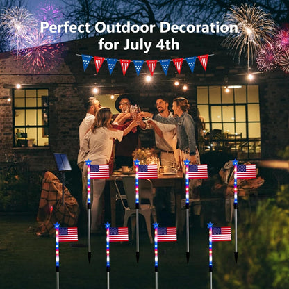 8 Pack Solar Flag Lights 4th of July Decorations Outdoor