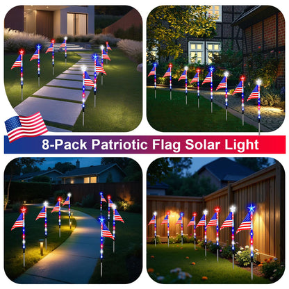 8 Pack Solar Flag Lights 4th of July Decorations Outdoor
