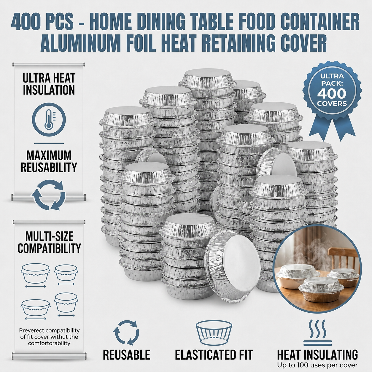 🔥LAST DAY SALE 74% OFF Home dining table & food container aluminum foil heat-retaining cover
