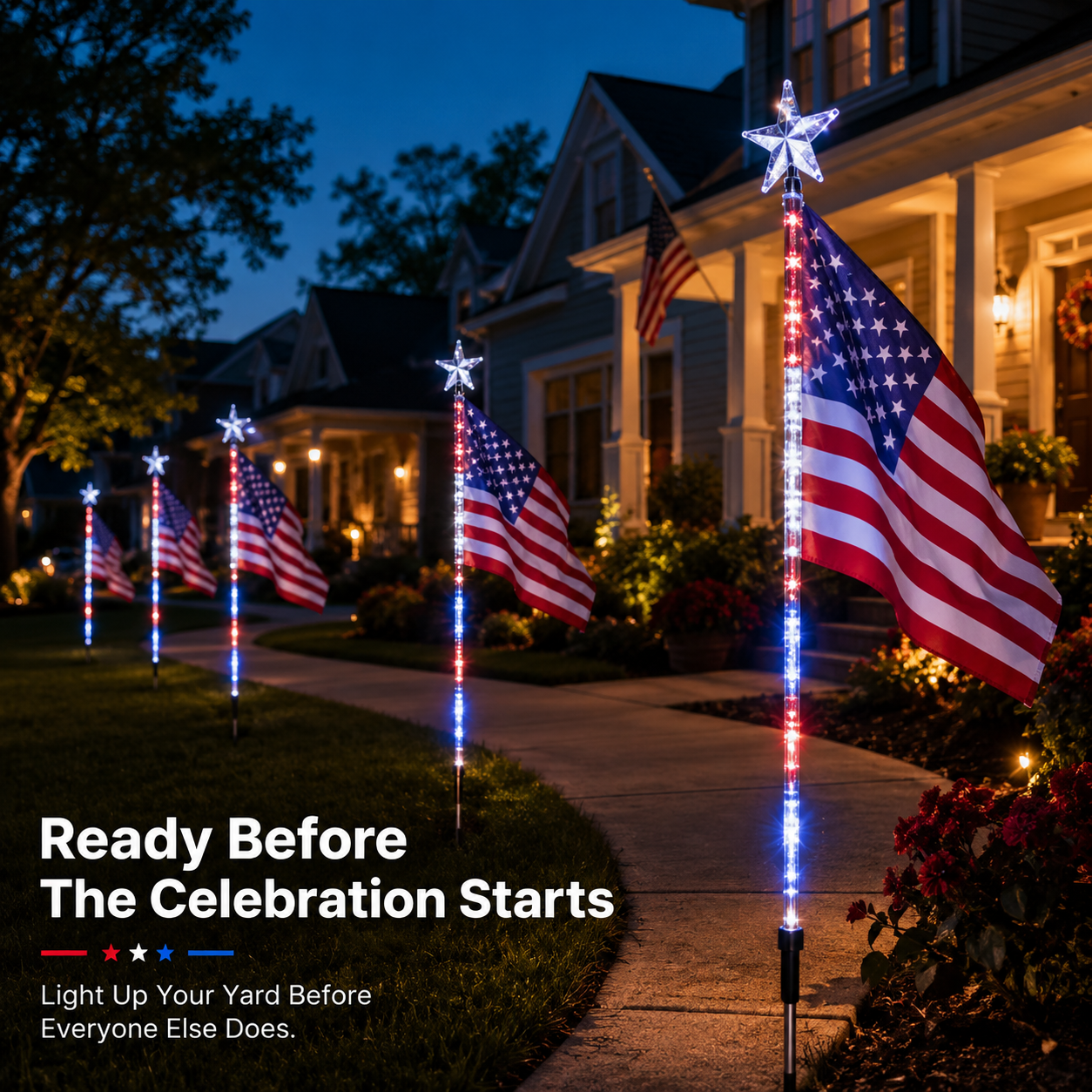 8 Pack Solar Flag Lights 4th of July Decorations Outdoor