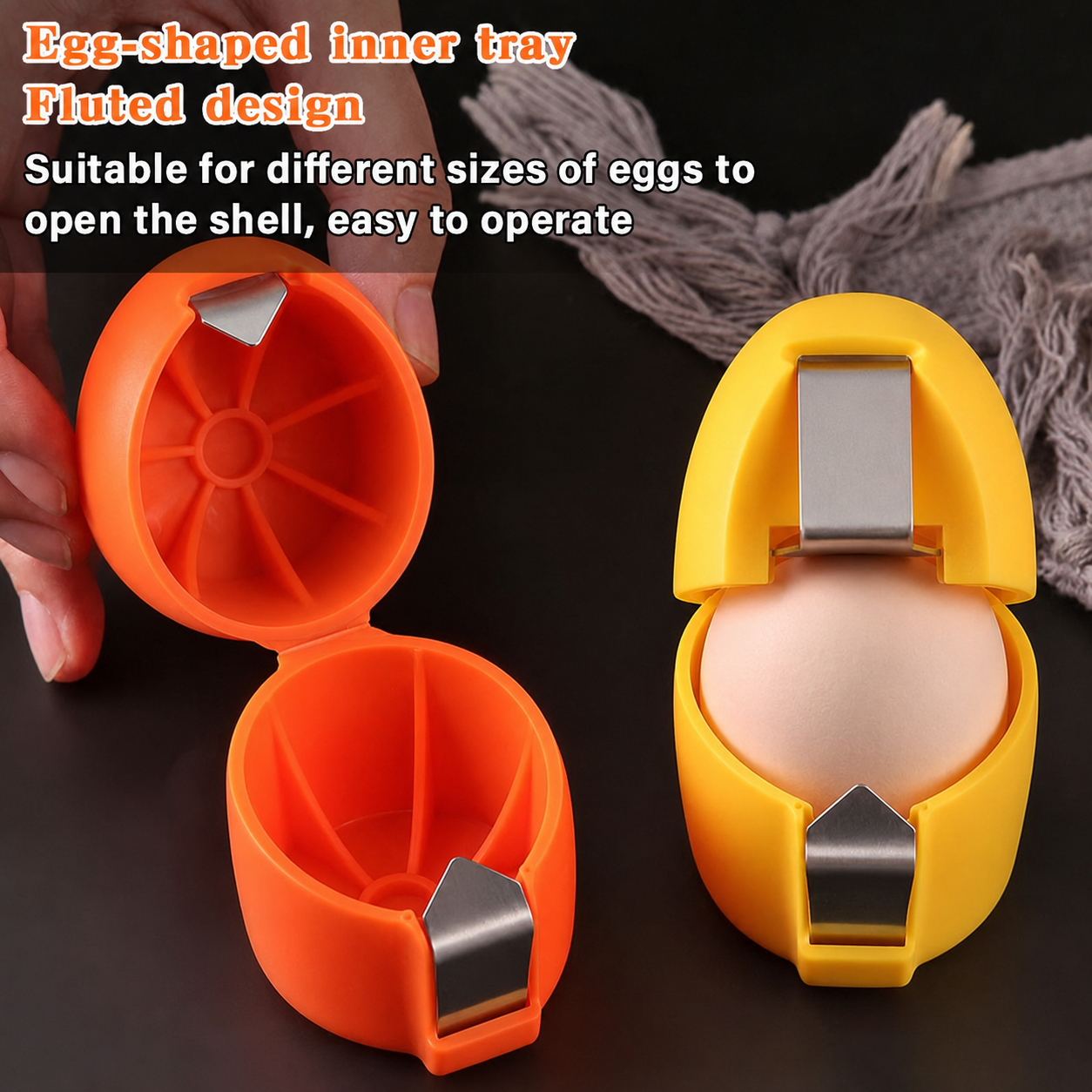 🍳Manual Egg Shell Opener - Fast Egg Shell Remover with Stainless Steel Cutter, No-Mess Kitchen Gadget