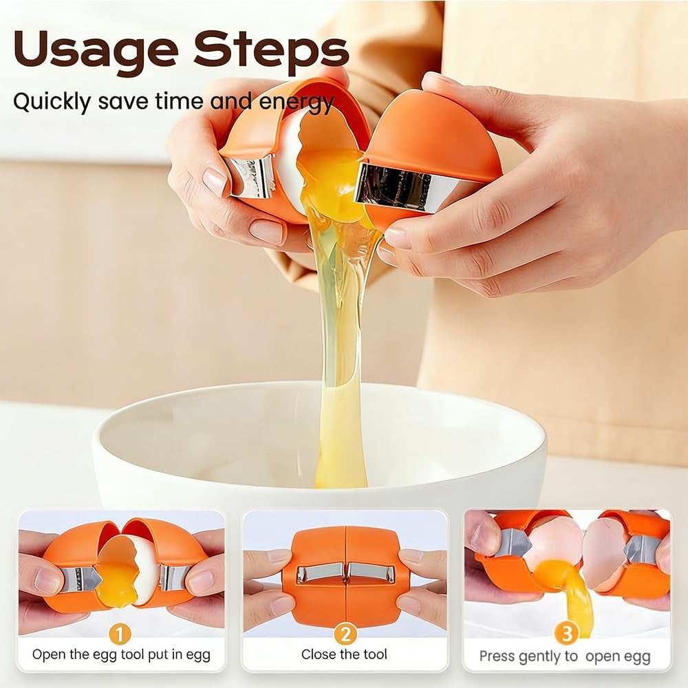 🍳Manual Egg Shell Opener - Fast Egg Shell Remover with Stainless Steel Cutter, No-Mess Kitchen Gadget