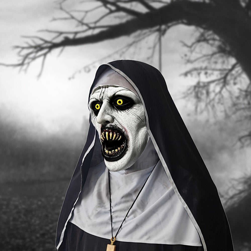 🔥 Limited-Time 50% OFF 🎃 Possessed Nun Halloween Mask – Creepy Latex Costume for Parties & Haunted Houses