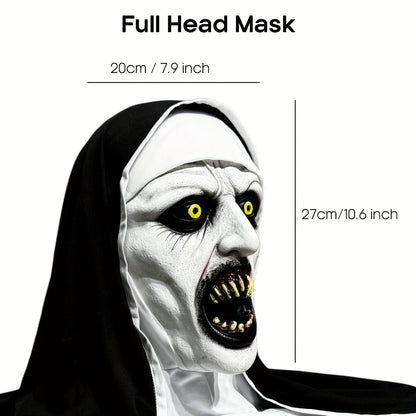 🔥 Limited-Time 50% OFF 🎃 Possessed Nun Halloween Mask – Creepy Latex Costume for Parties & Haunted Houses