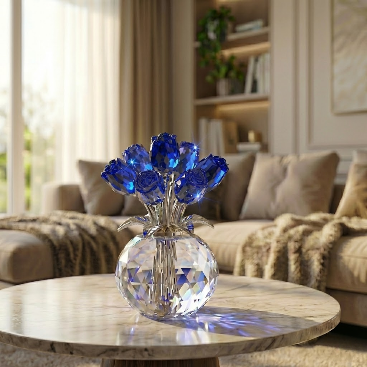 ✨🌹Crystal Colorful Rose Flower Collectible Figurine with Vase