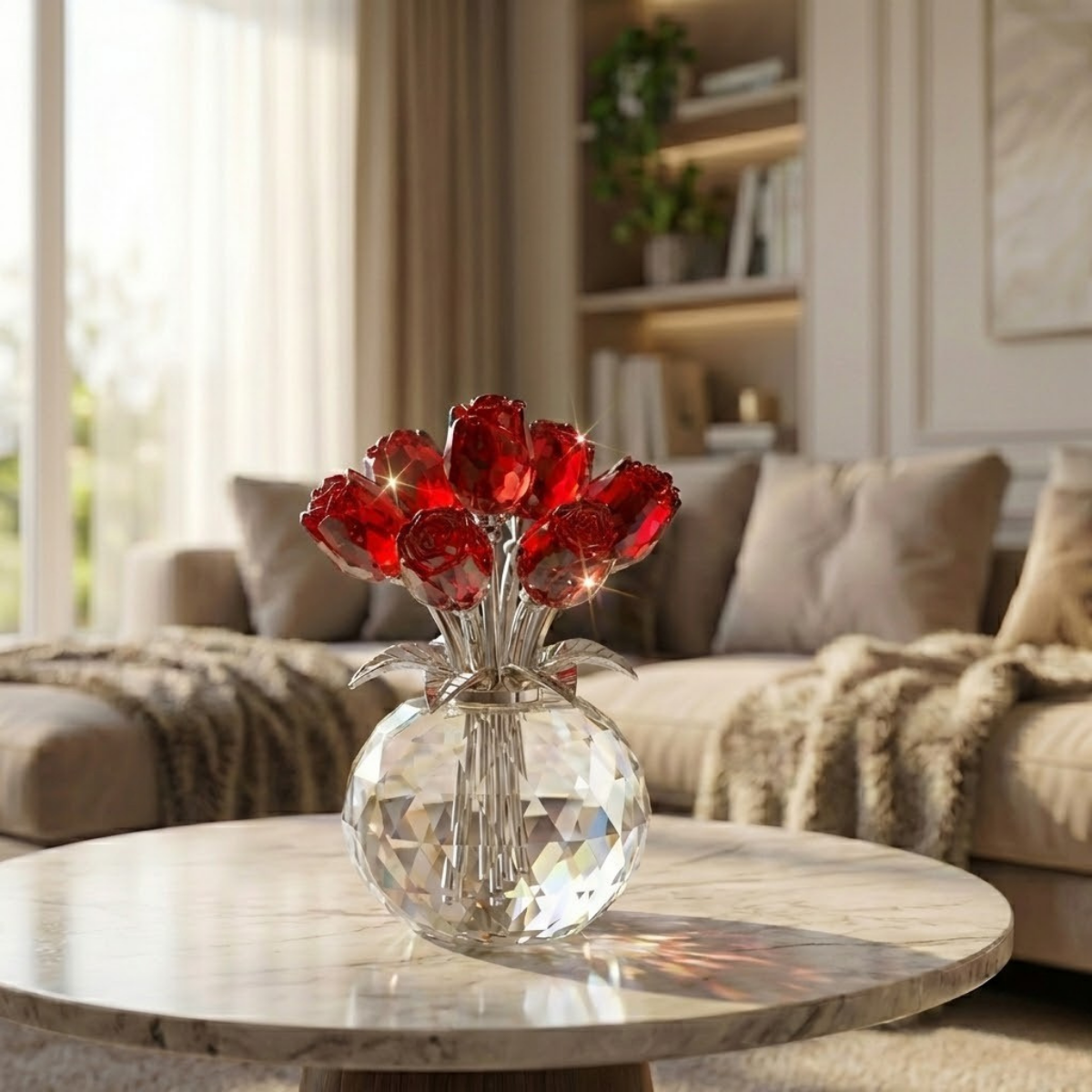 ✨🌹Crystal Colorful Rose Flower Collectible Figurine with Vase