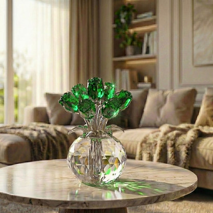 ✨🌹Crystal Colorful Rose Flower Collectible Figurine with Vase