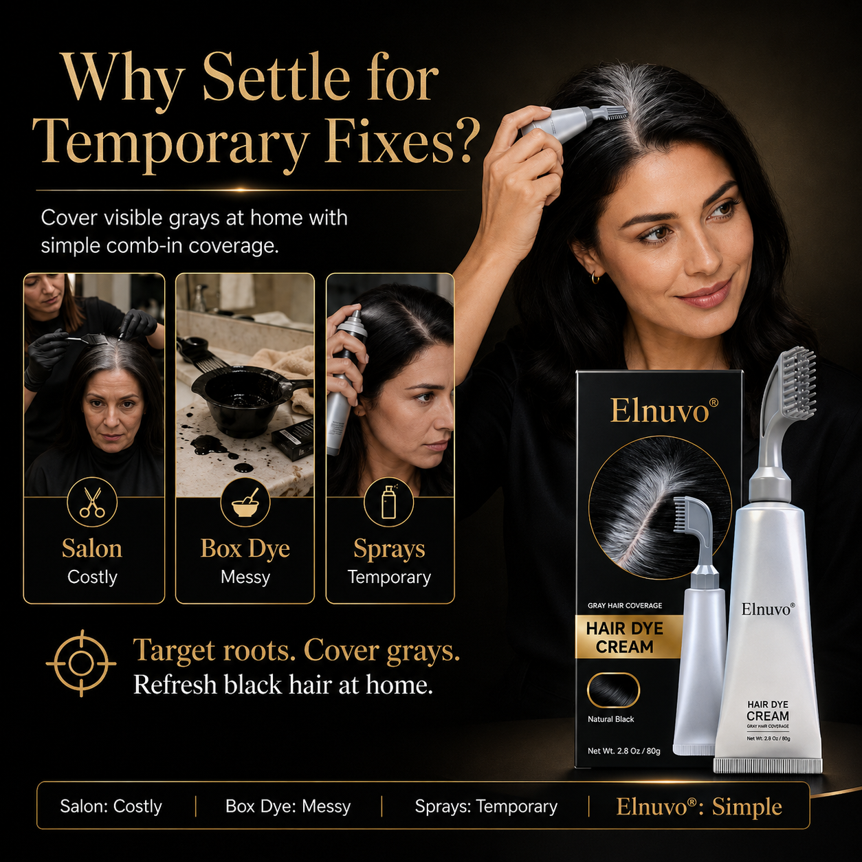 Varenloey® Comb - In Hair DyeCream for Gray Coverage -Natural Black & Dark Brown