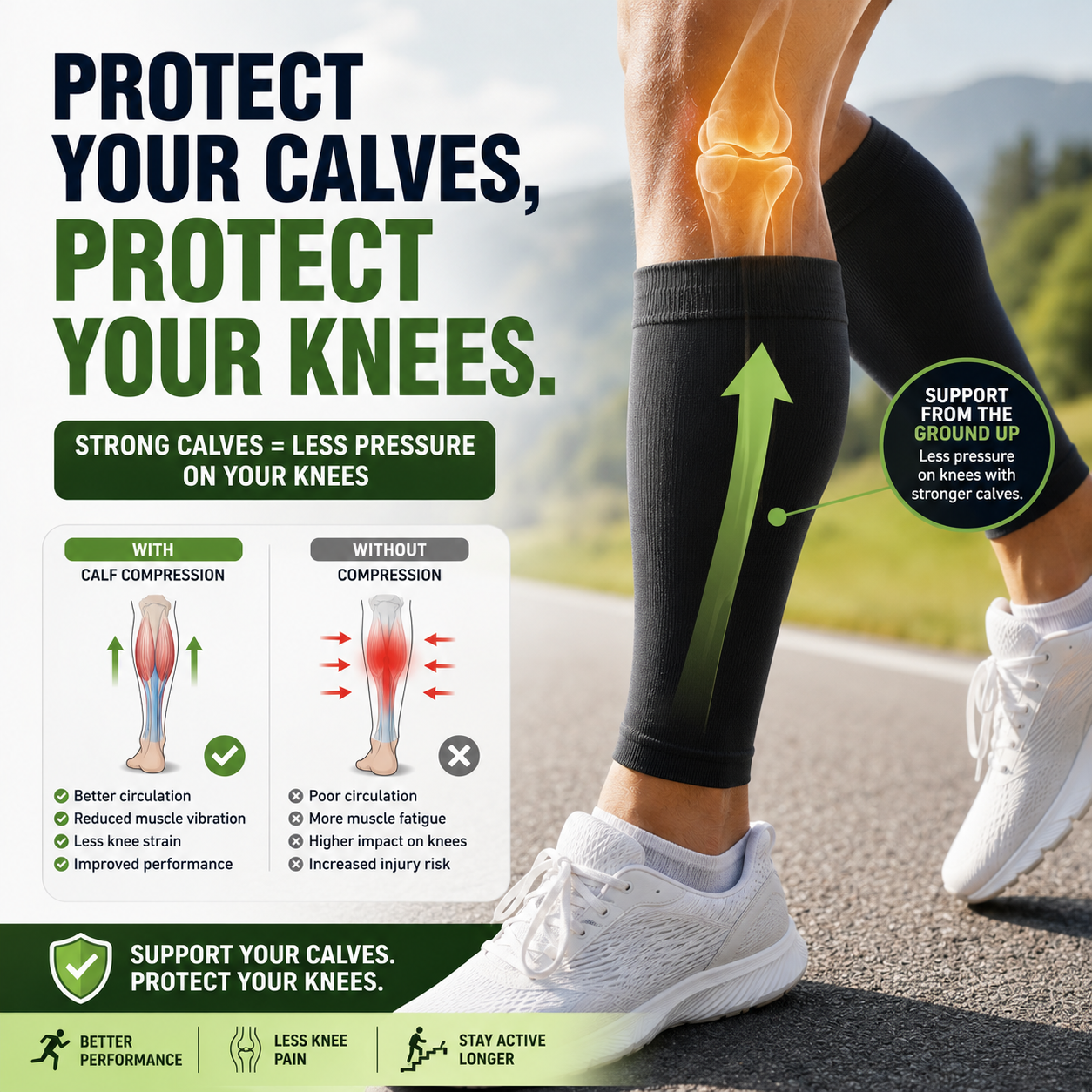 2PC Medical Compression Socks for Tired Legs & Vein Support
