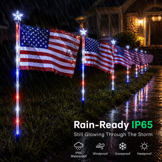 8 Pack Solar Flag Lights 4th of July Decorations Outdoor