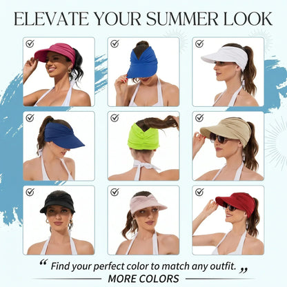 🔥 Summer Hot Sale 60% OFF💕UPF 50+ Sun Visor Ponytail Hat