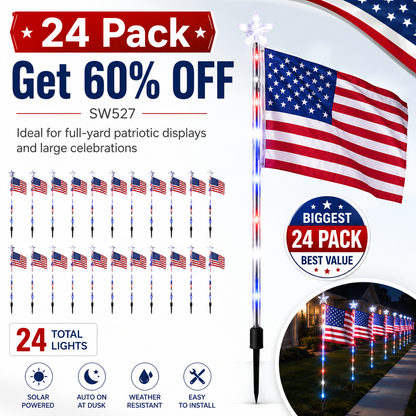8 Pack Solar Flag Lights 4th of July Decorations Outdoor