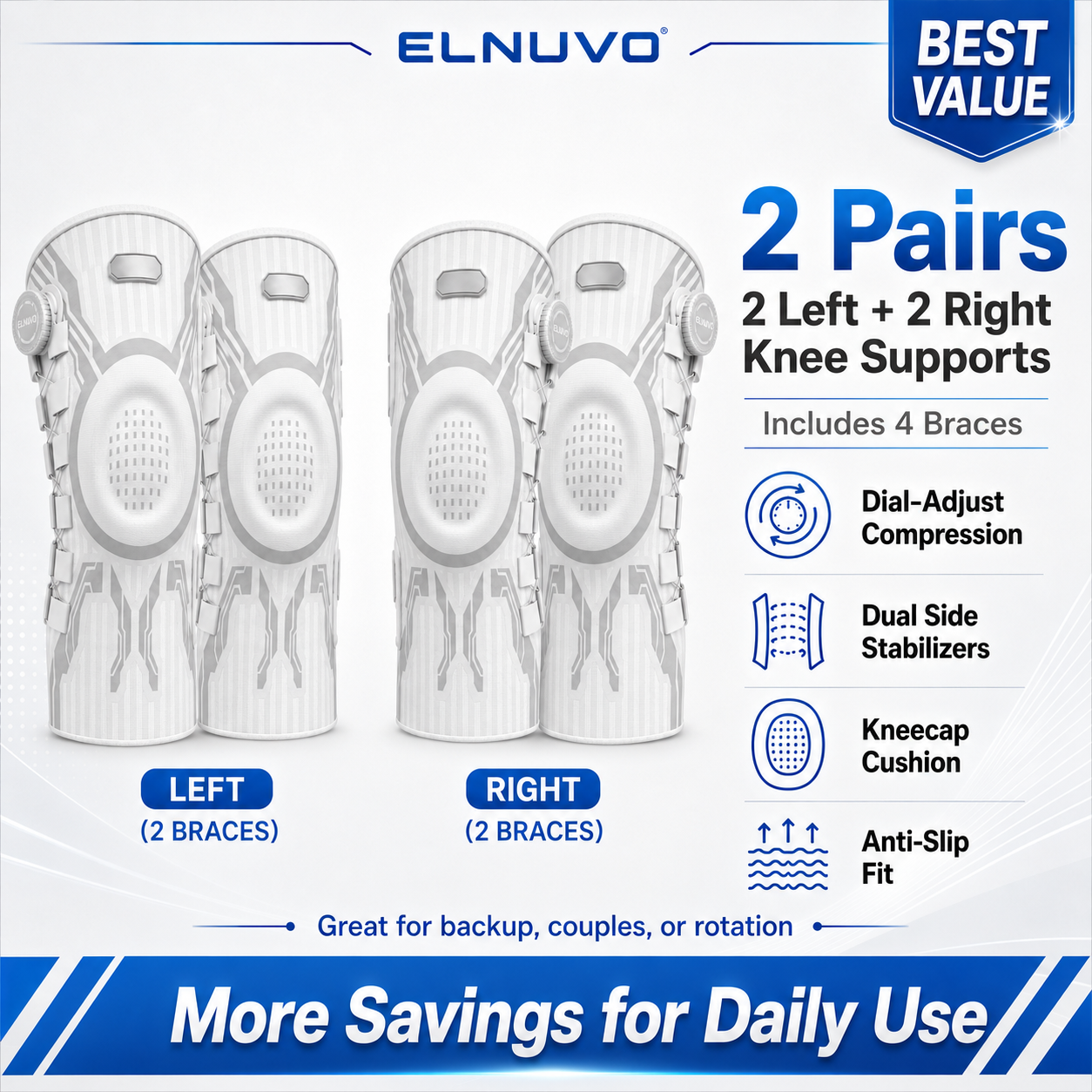 Elnuvo Advanced Adjustable Multi-Function Sports Knee Support Brace