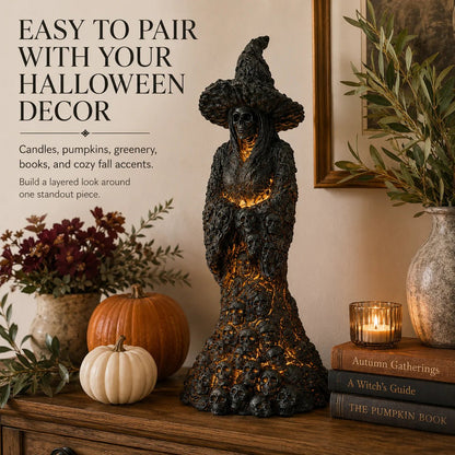 💀Varenloey® Glow Skull Witch Resin Halloween Decor Statue