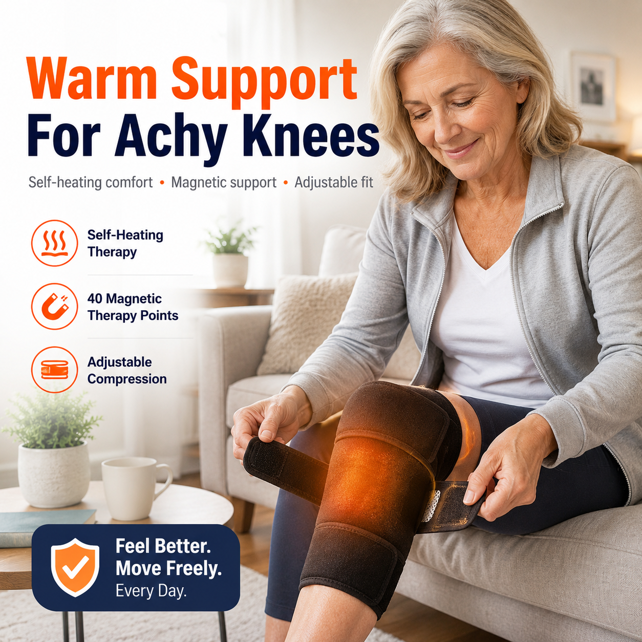 🔥 Magnetic Self-Heating Knee Brace 2PCS – Soothing Warmth for Achy, Stiff & Tired Knees